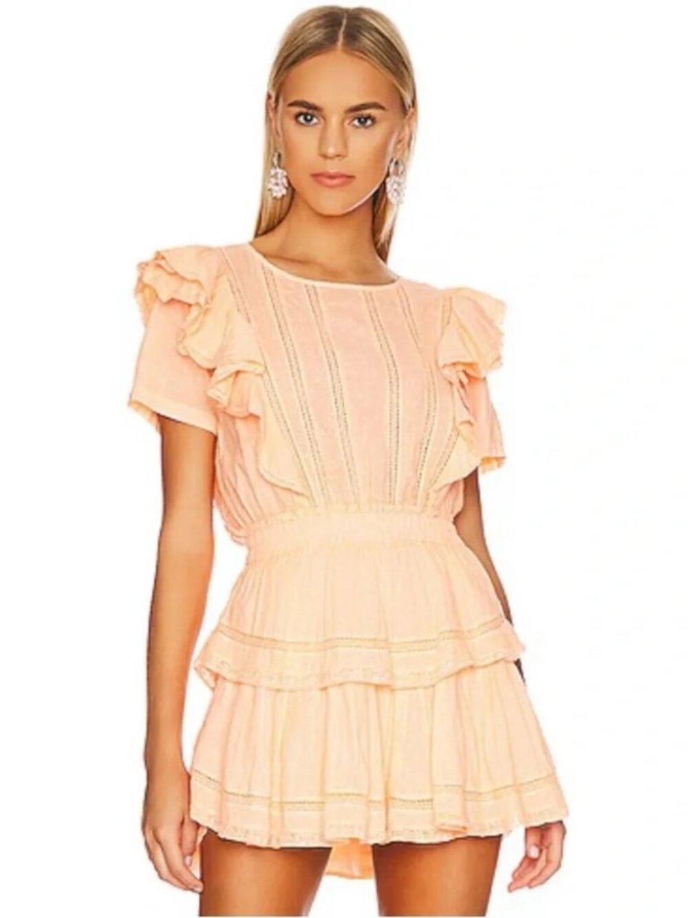 LoveShackFancy Natasha Heritage Mini Dress size P (XXS) in peach